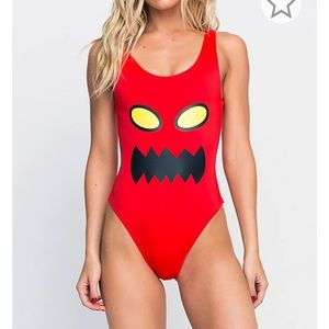 RVCA X Toy Machine Collab One Piece Swimsuit